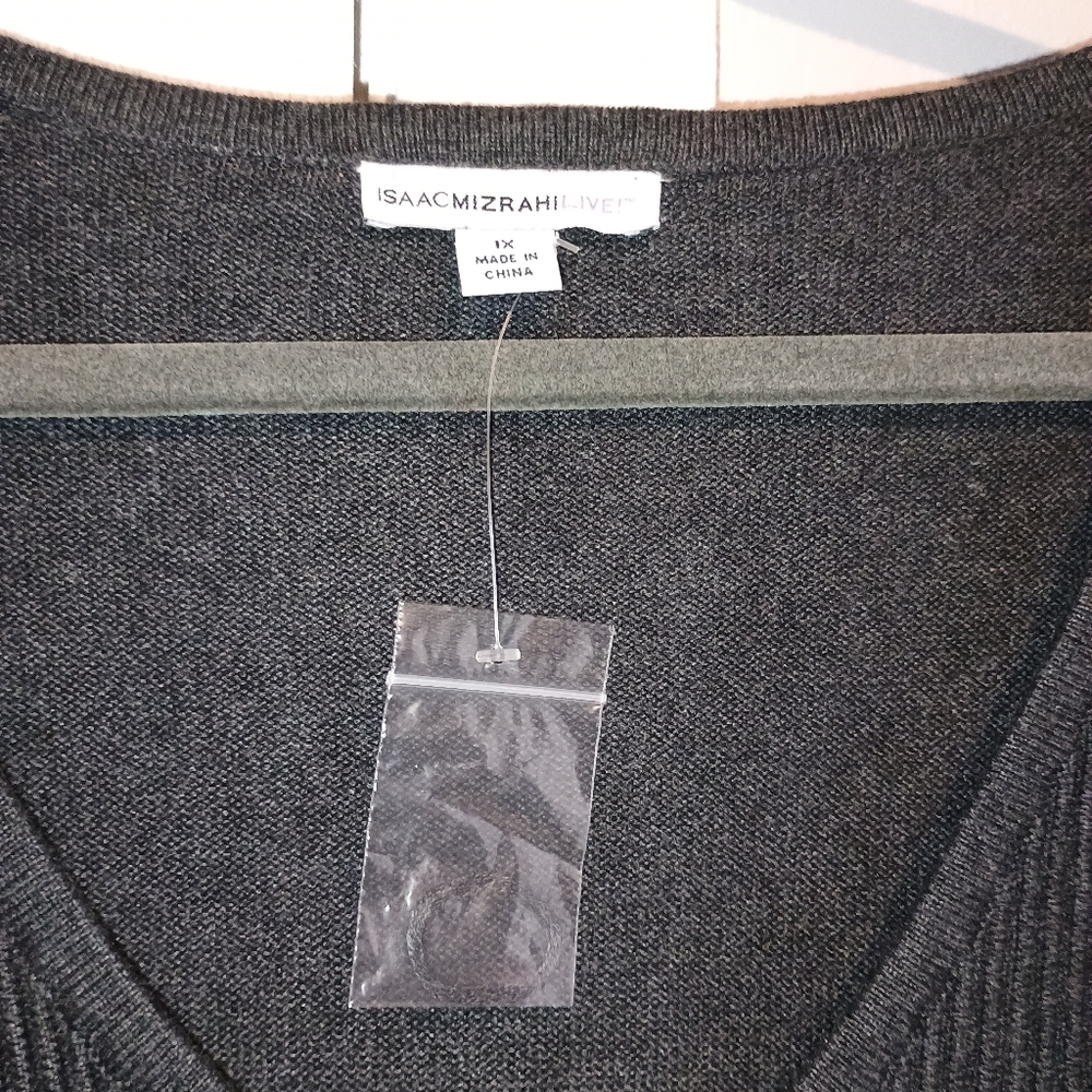 Isaac Mizrahi Live Gen 7 Black Ribbed Knit Sweater Dress 1X NWT Midi Stretchy - Picture 4 of 11